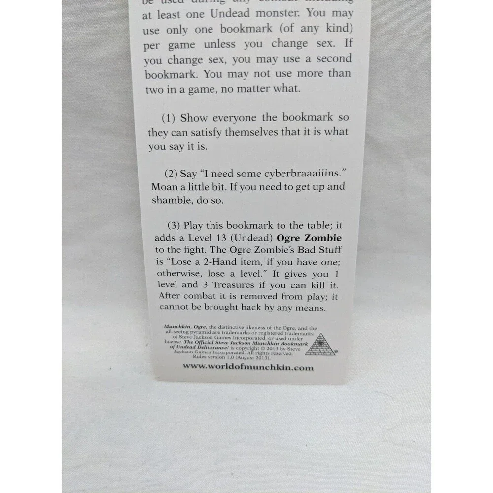 The Official Steve Jackson Munchkin Bookmark Of The Big Box Of Beatdown Promo